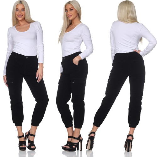 Damen cord cargohose slim - damen,